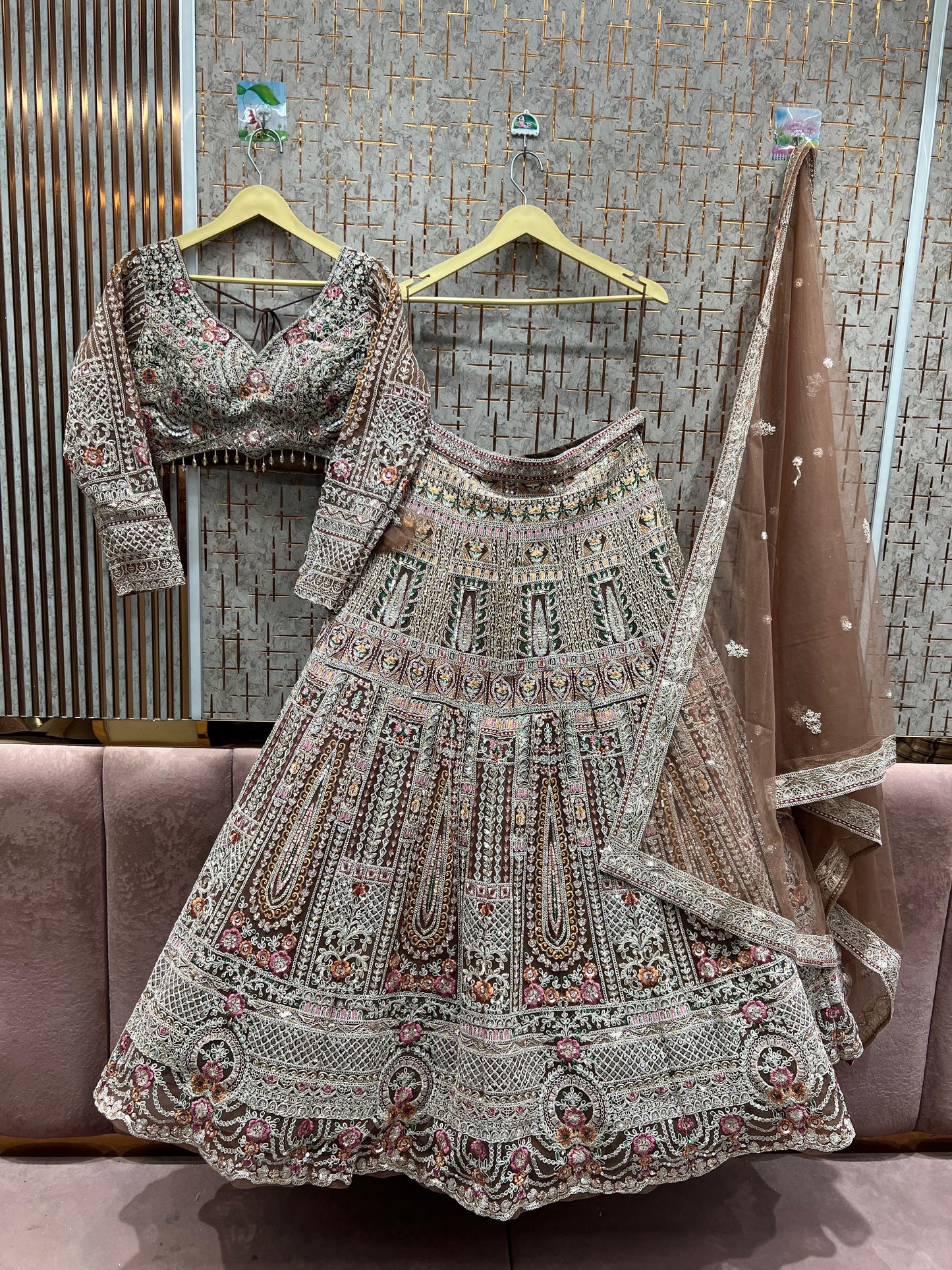 Good looking Rust brown crop top Lehenga