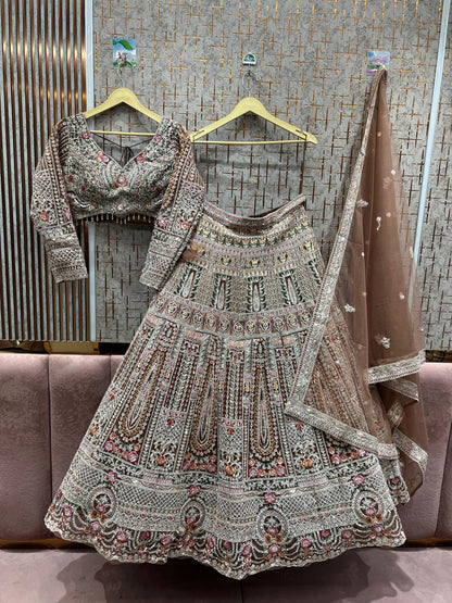 Good looking Rust brown crop top Lehenga