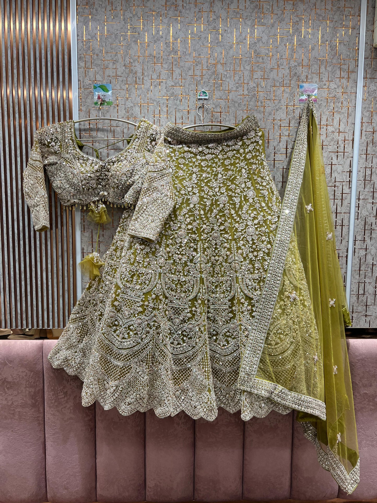 Eye catching yellow haldi mehendi crop top Lehenga