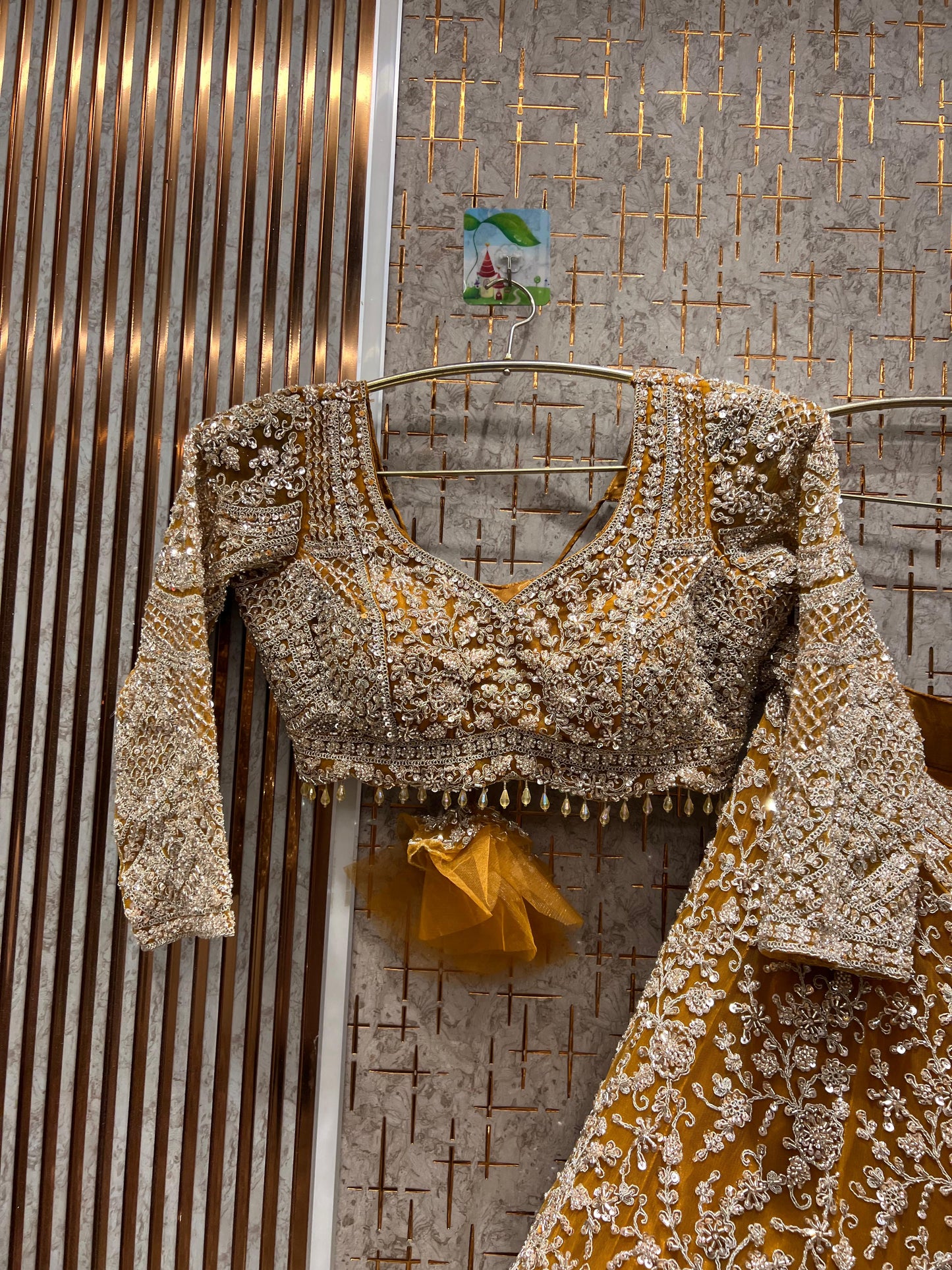 Eye catching yellow haldi mehendi crop top Lehenga