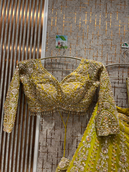 Designer red pink Crop top Lehenga