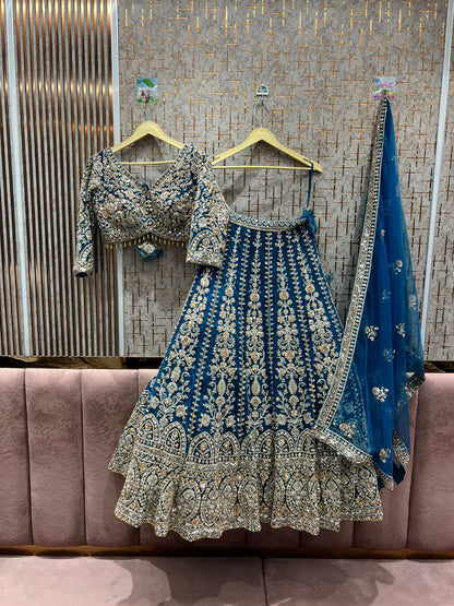 Designer red pink Crop top Lehenga