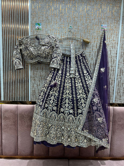 Designer red pink Crop top Lehenga