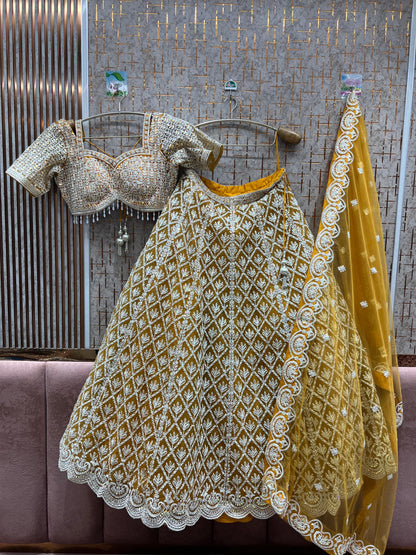 Haldi Yellow crop top Lehenga