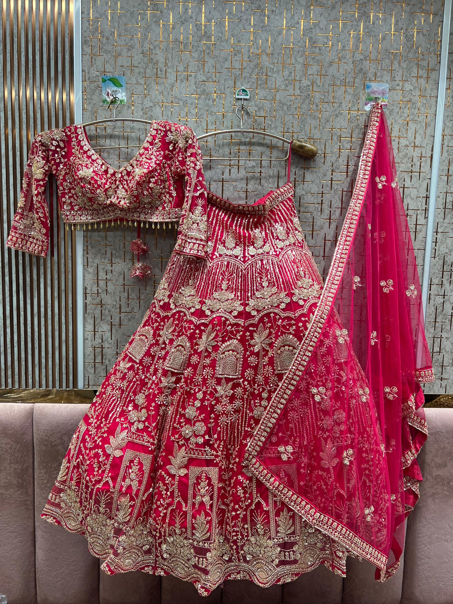 Designer Red crop top Lehenga Happy Customer