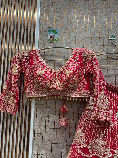 Designer Red crop top Lehenga Happy Customer