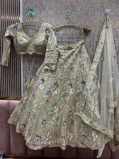 Blockbuster peach floral crop top Lehenga