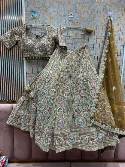 Circle mustard yellow haldi mehendi crop top Lehenga