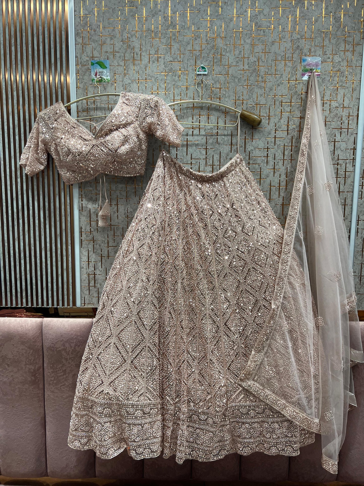 Charming pink on pink monotone crop top Lehenga