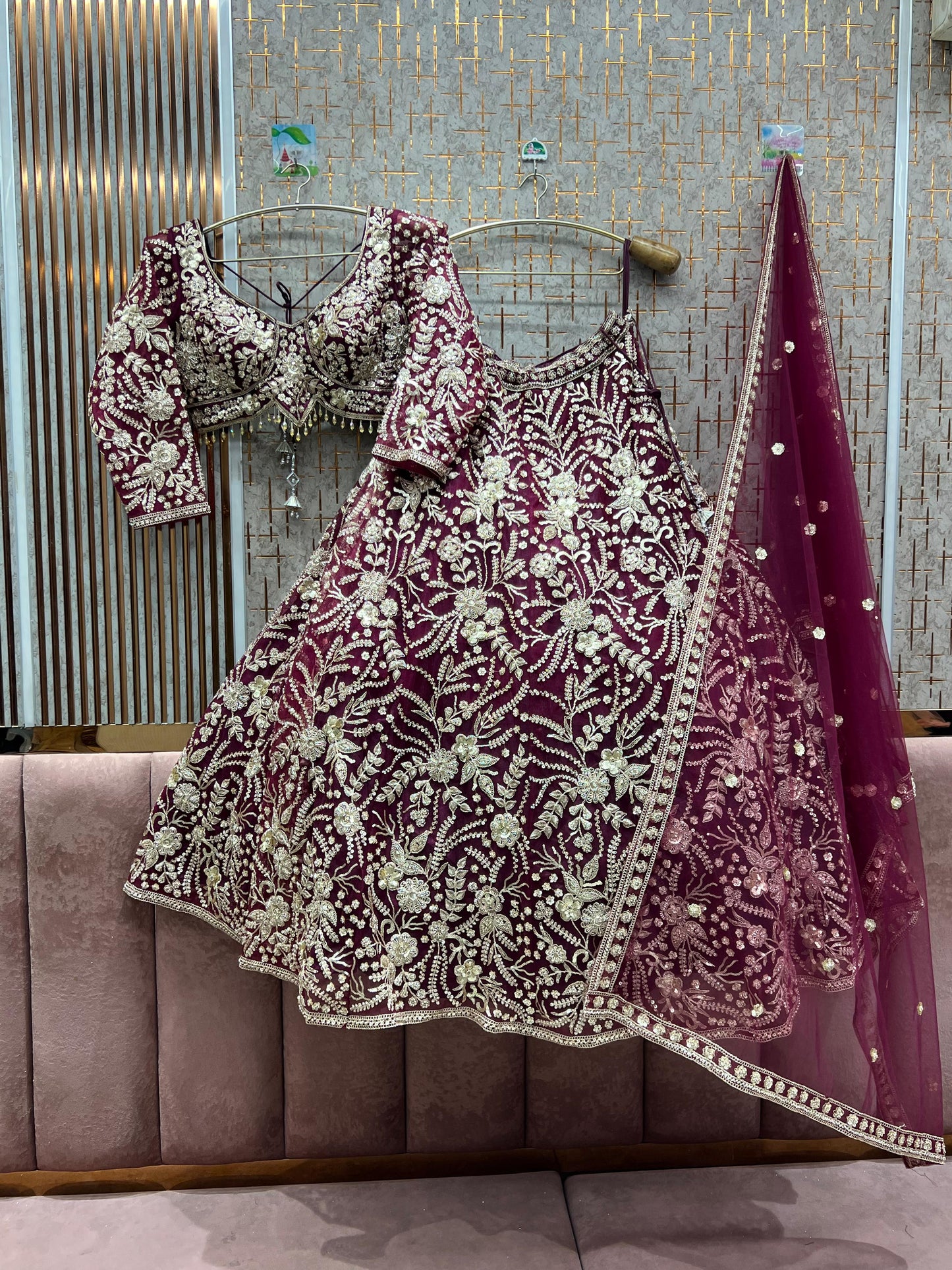 Atractivo top corto azul cielo Lehenga