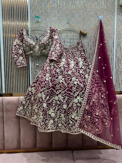 Atractivo top corto azul cielo Lehenga