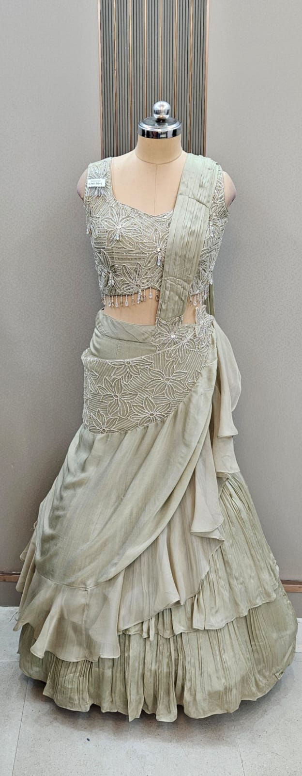 Khoobsurat off white Drape lehenga Saree