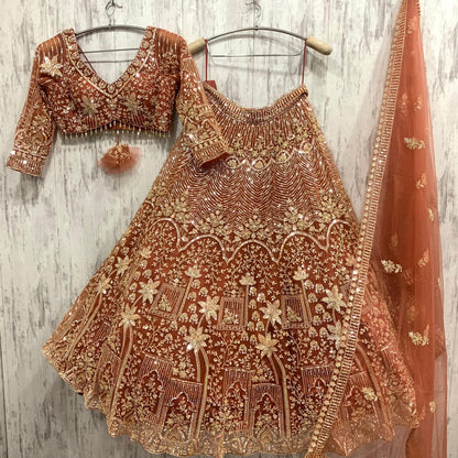 Something different Brown rust crop top Lehenga 16 kali