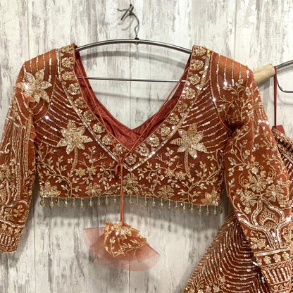 Something different Brown rust crop top Lehenga 16 kali