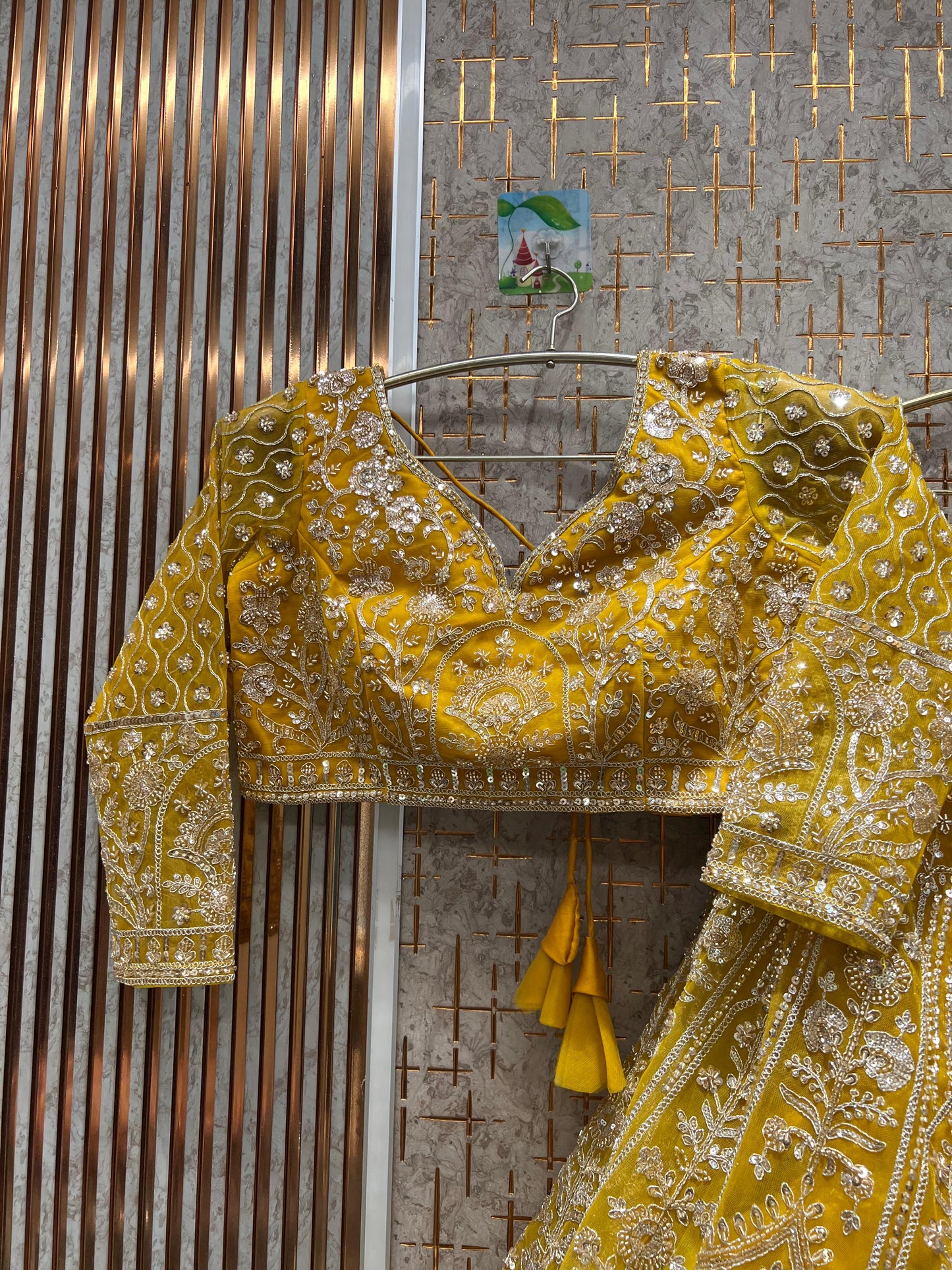 Beautiful yellow crop top Lehenga