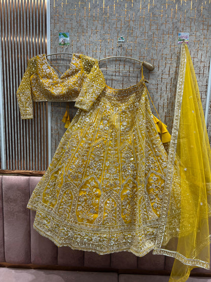Beautiful yellow crop top Lehenga