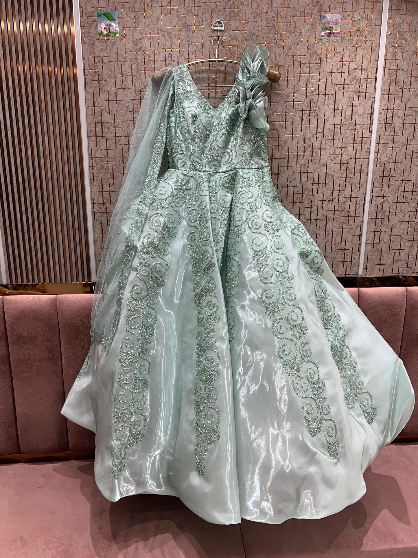 Astonishing Sky blue grey gown