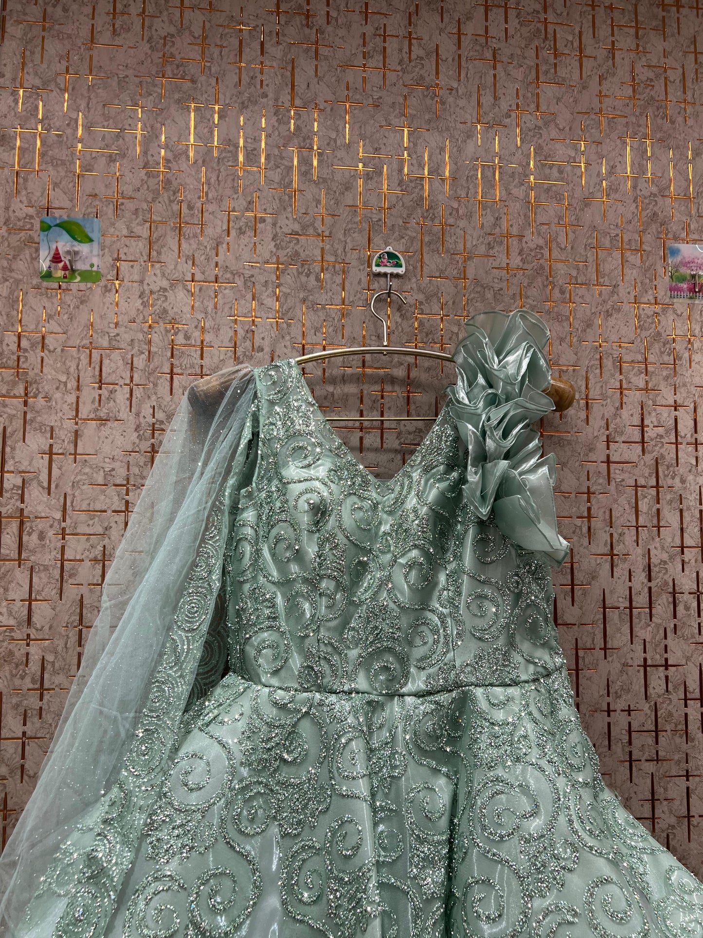 Astonishing Sky blue grey gown