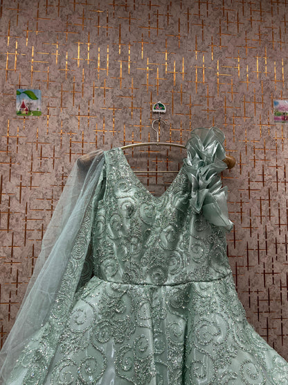 Astonishing Sky blue grey gown