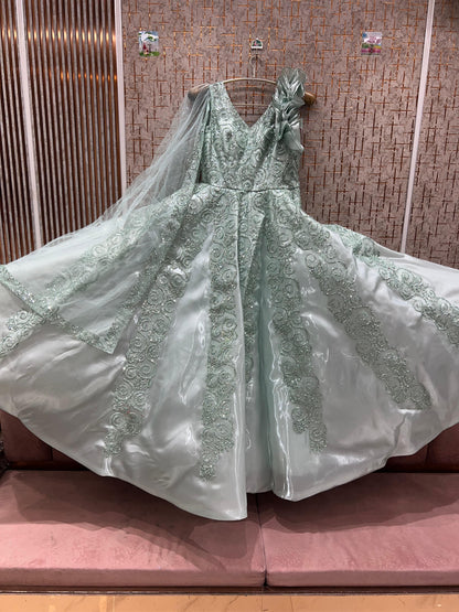 Astonishing Sky blue grey gown