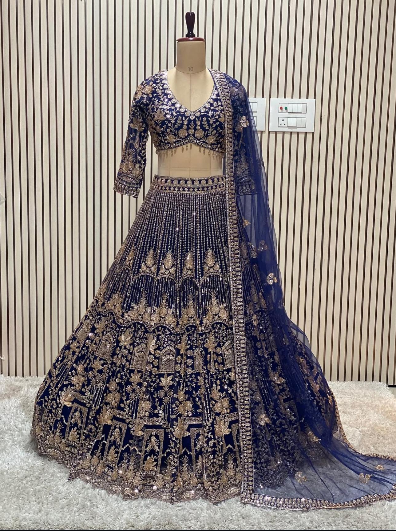 Good looking Rust orange crop top Lehenga - Main Image