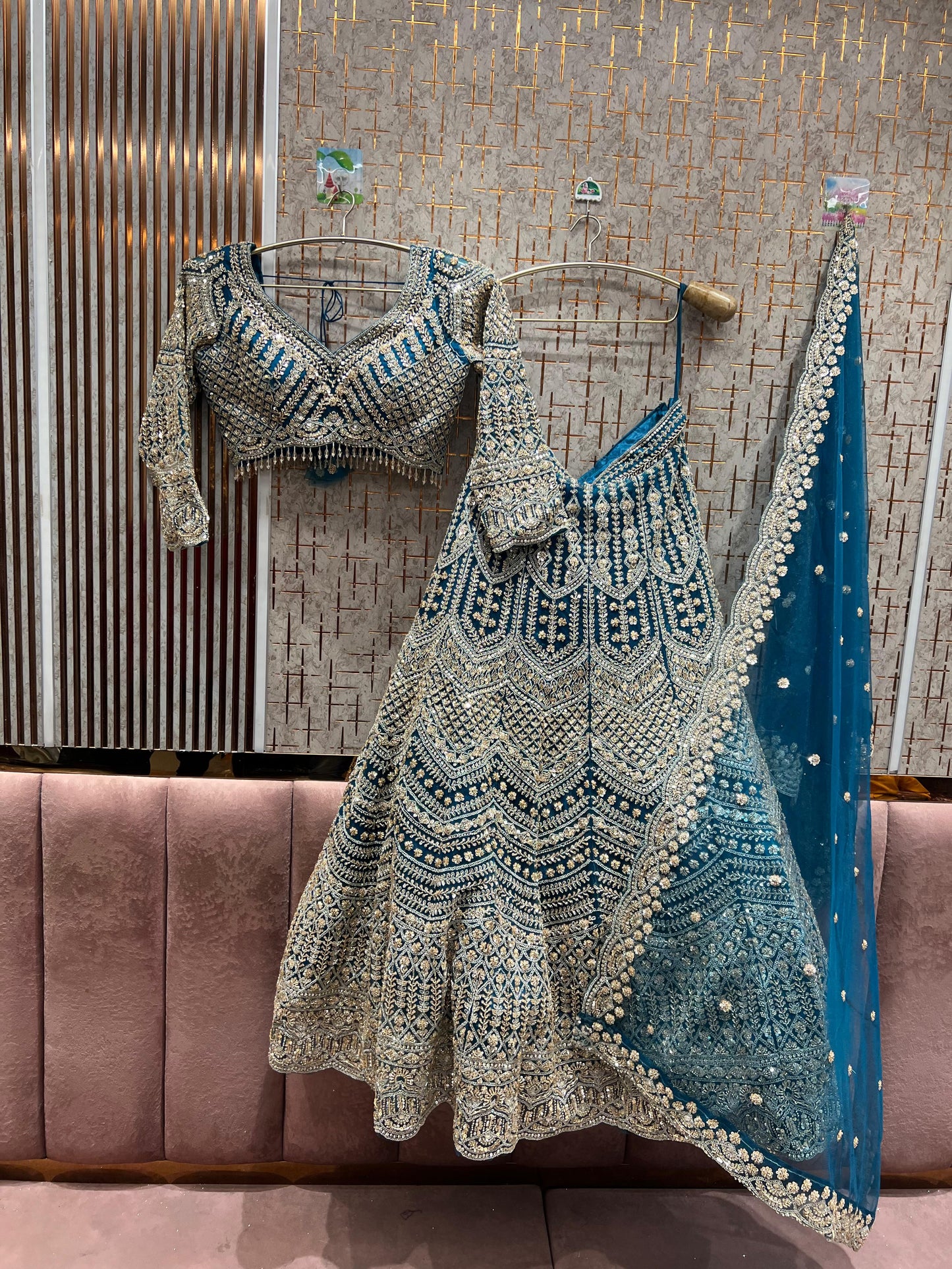 Good looking Sky blue Crop top Lehenga