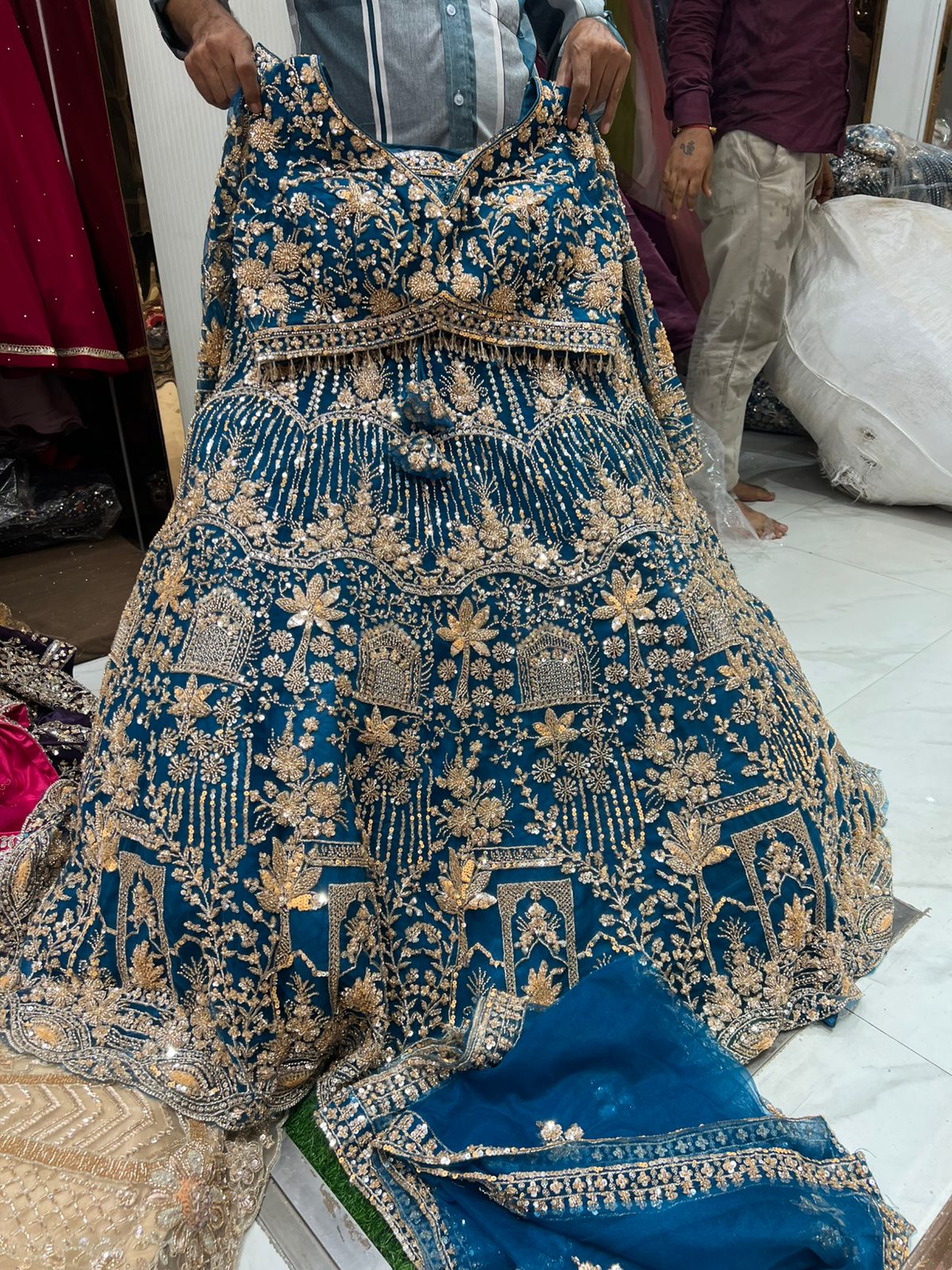 Fantastic Sky blue Crop top Lehenga