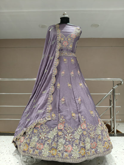 Awesome Sky blue Floral Lehenga