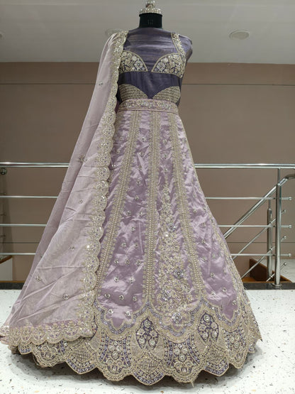 Majestic maroon White Lehenga