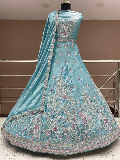Stunning grey Floral Lehenga