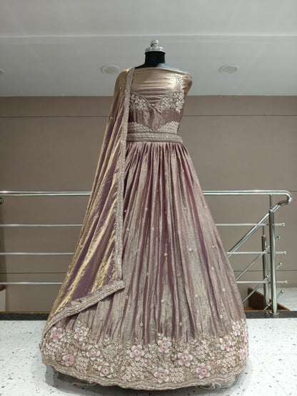 Delightful peach pink floral Lehenga