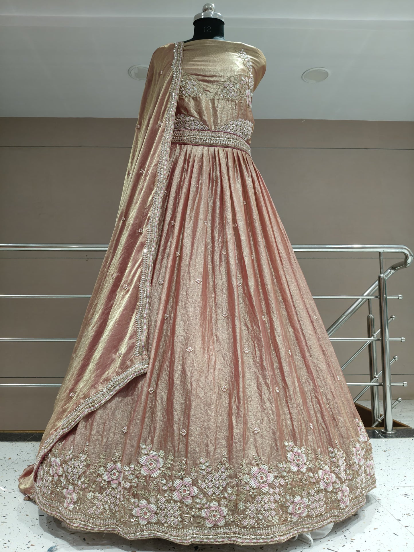 Delightful peach pink floral Lehenga