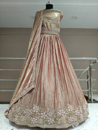 Delightful peach pink floral Lehenga