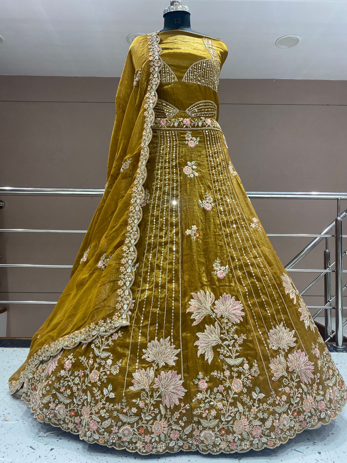 Stunning golden yellow Floral Lehenga