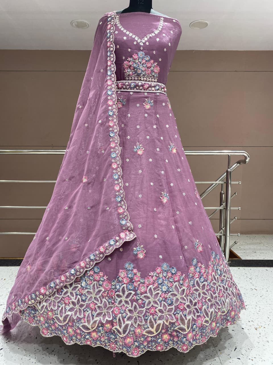 Trendy pink Floral Lehenga