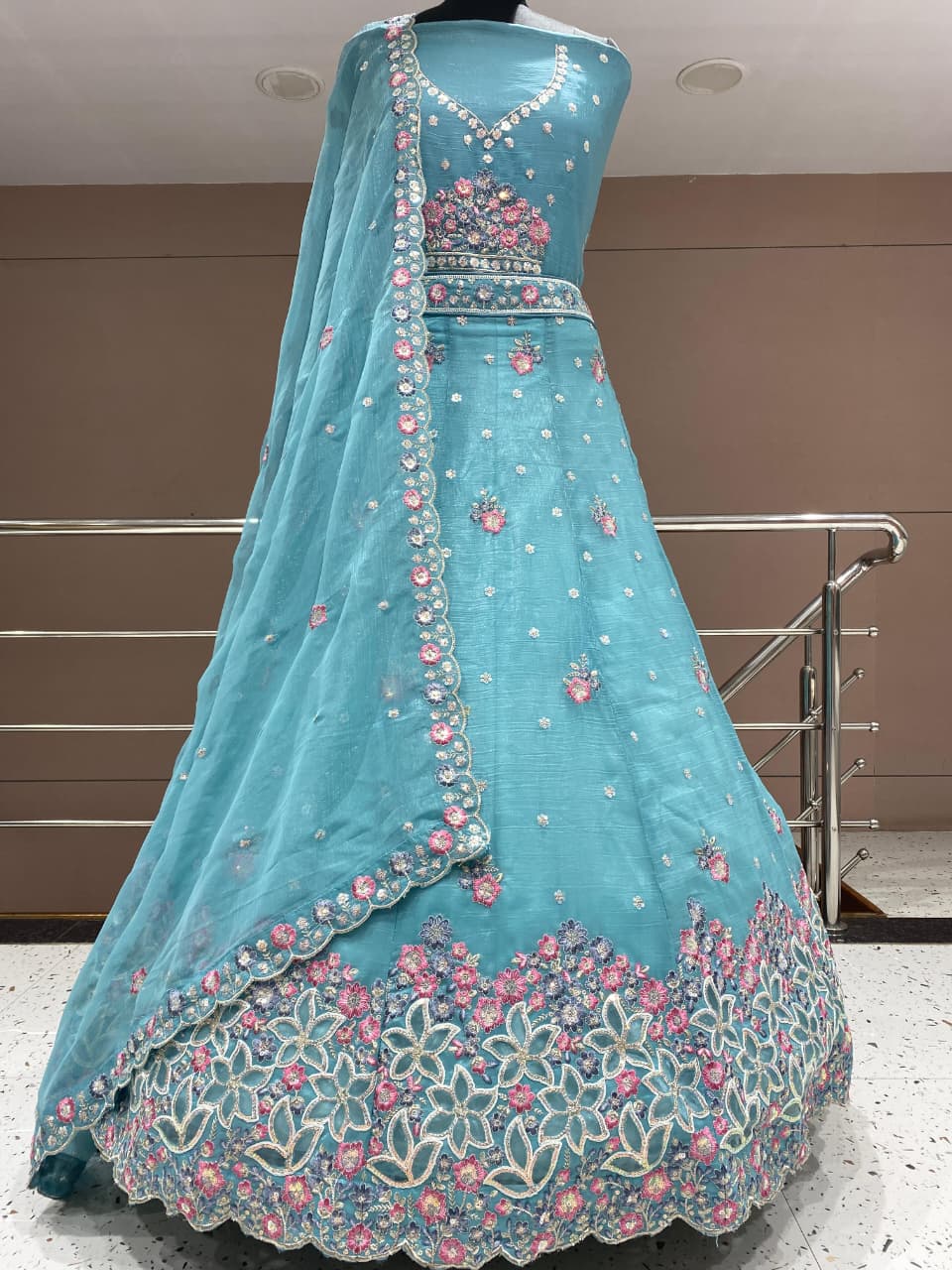 Trendy pink Floral Lehenga