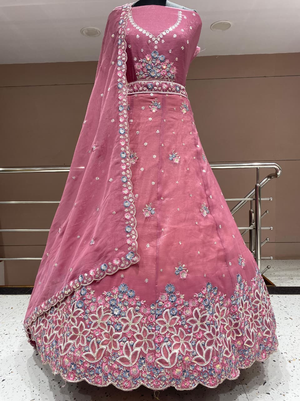 Trendy pink Floral Lehenga