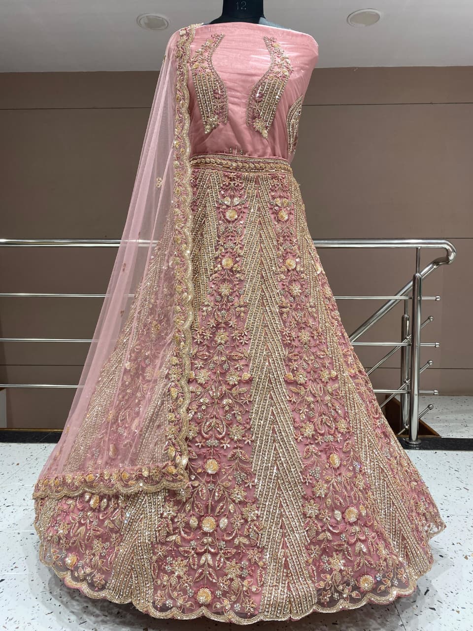 Something different golden Cutwork Lehenga