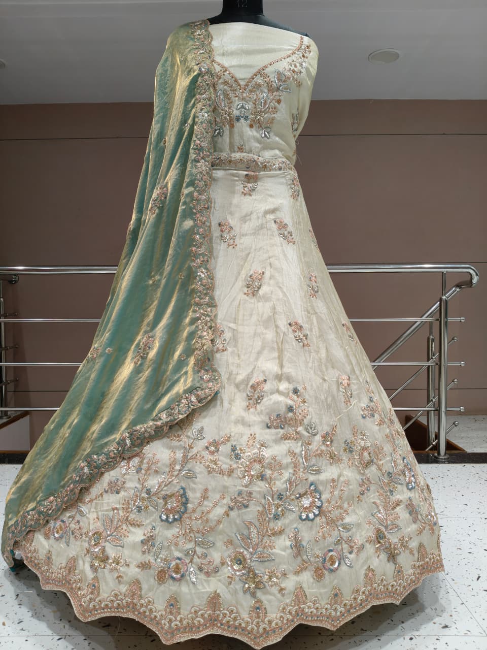 Awesome white mustard Lehenga