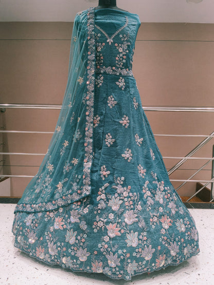 Lovely green Floral Lehenga