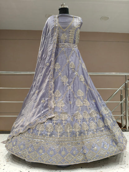 Lavishing Lavender Sequins Floral Lehenga