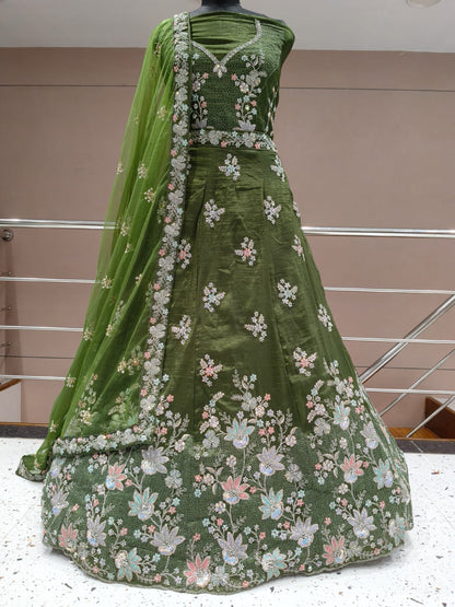 Lovely green Floral Lehenga