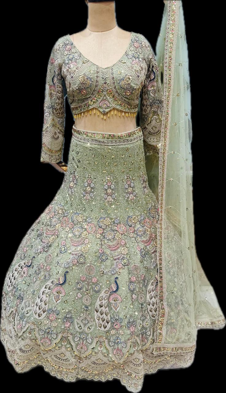 Something different Light pink peacock crop top Lehenga Happy Customer
