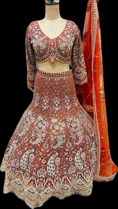 Something different Light pink peacock crop top Lehenga Happy Customer