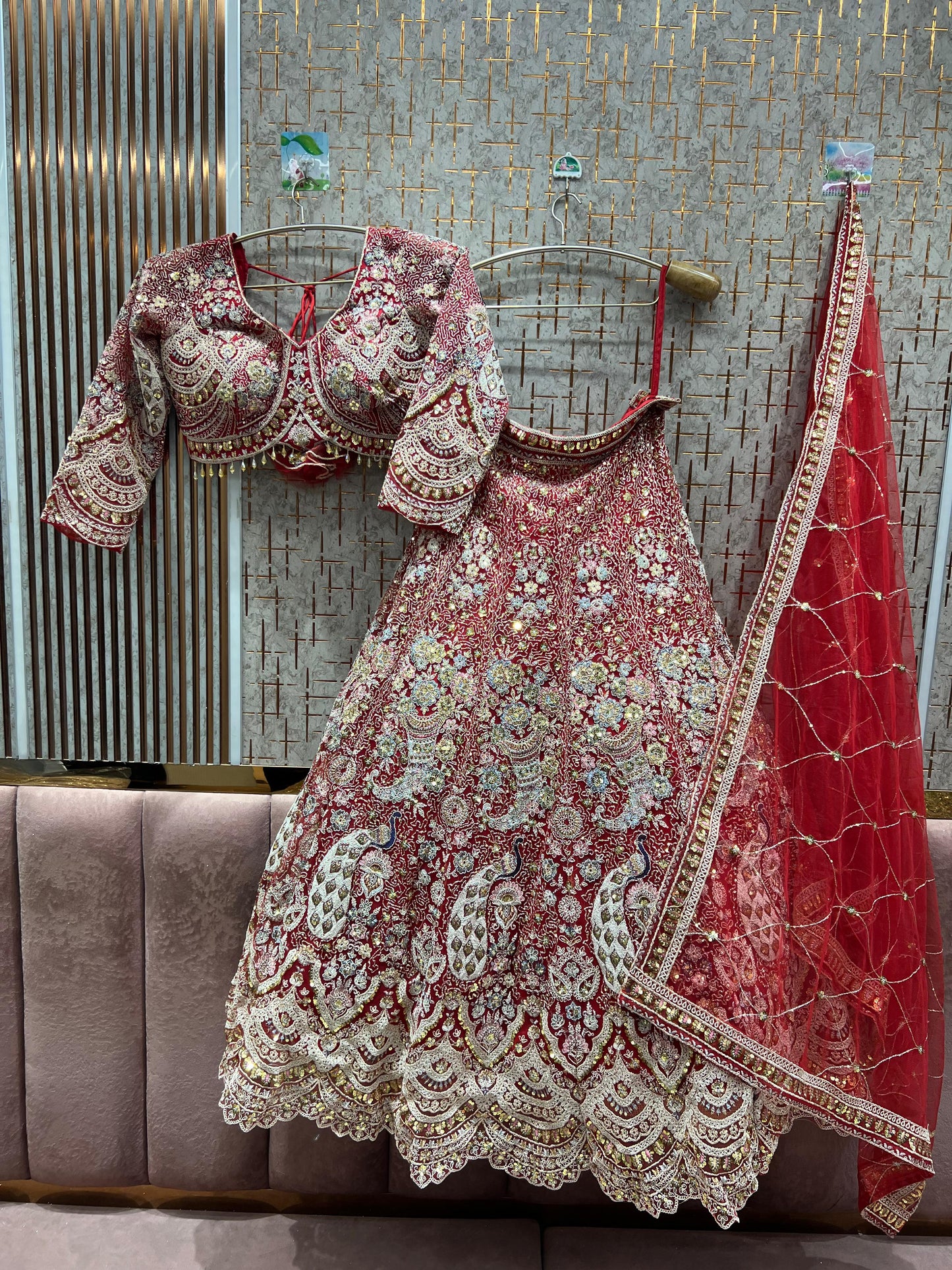 Something different Light pink peacock crop top Lehenga Happy Customer