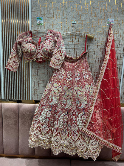 Something different Light pink peacock crop top Lehenga Happy Customer