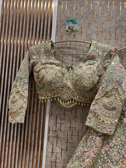 Something different Light pink peacock crop top Lehenga Happy Customer