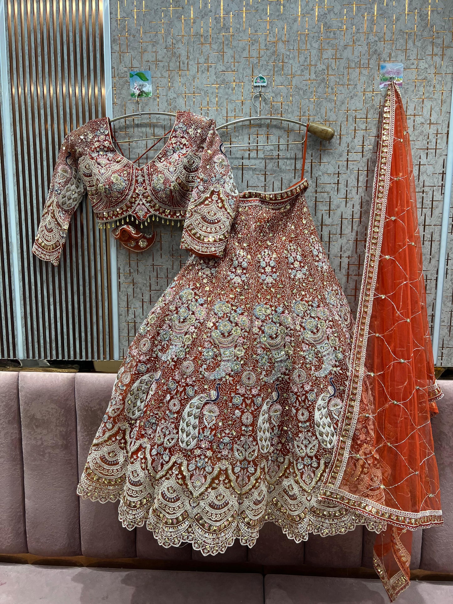 Something different Light pink peacock crop top Lehenga Happy Customer