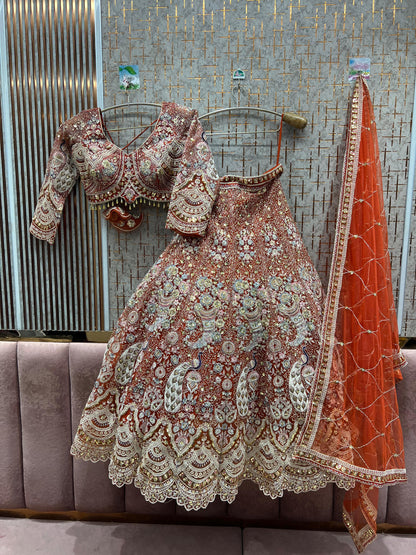 Something different Light pink peacock crop top Lehenga Happy Customer