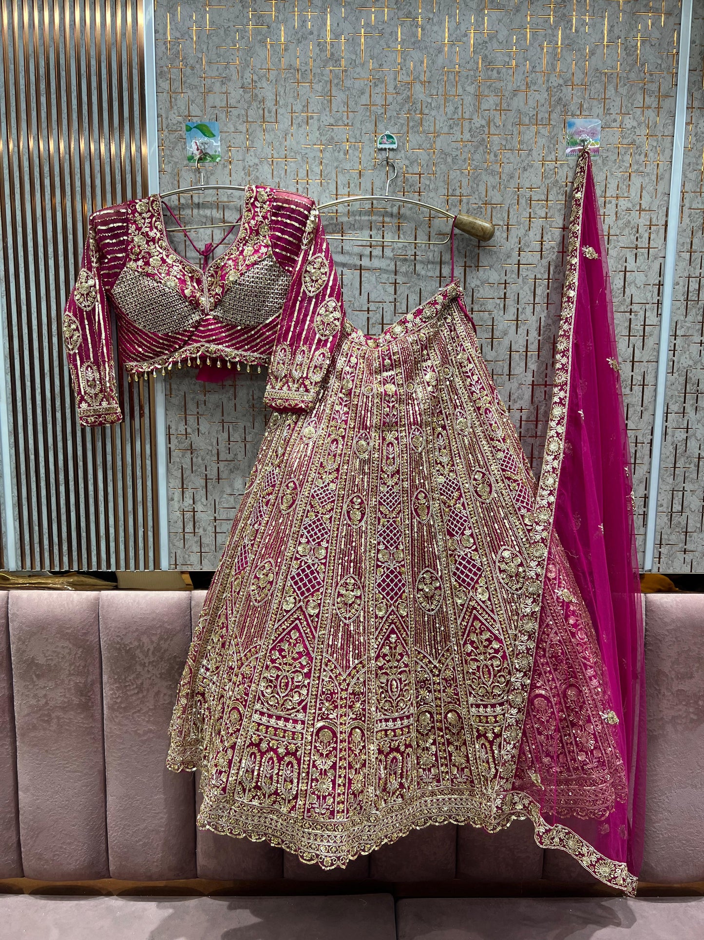 Pleasing Hot pink crop top Lehenga